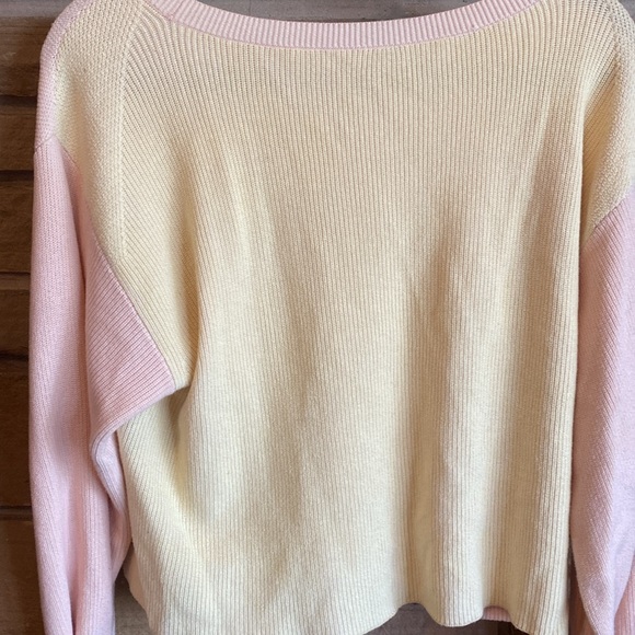 Margaret O'Leary Yellow/Pale Orange Sleeve Tie Sweater - Picture 5 of 6